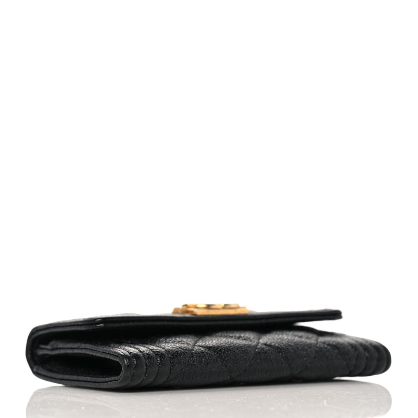 Caviar Quilted Boy Flap Card Holder Black