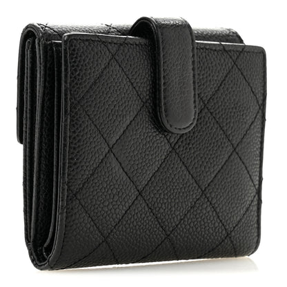 Chanel Caviar Quilted Compact French Flap Wallet Black 3 of 12
