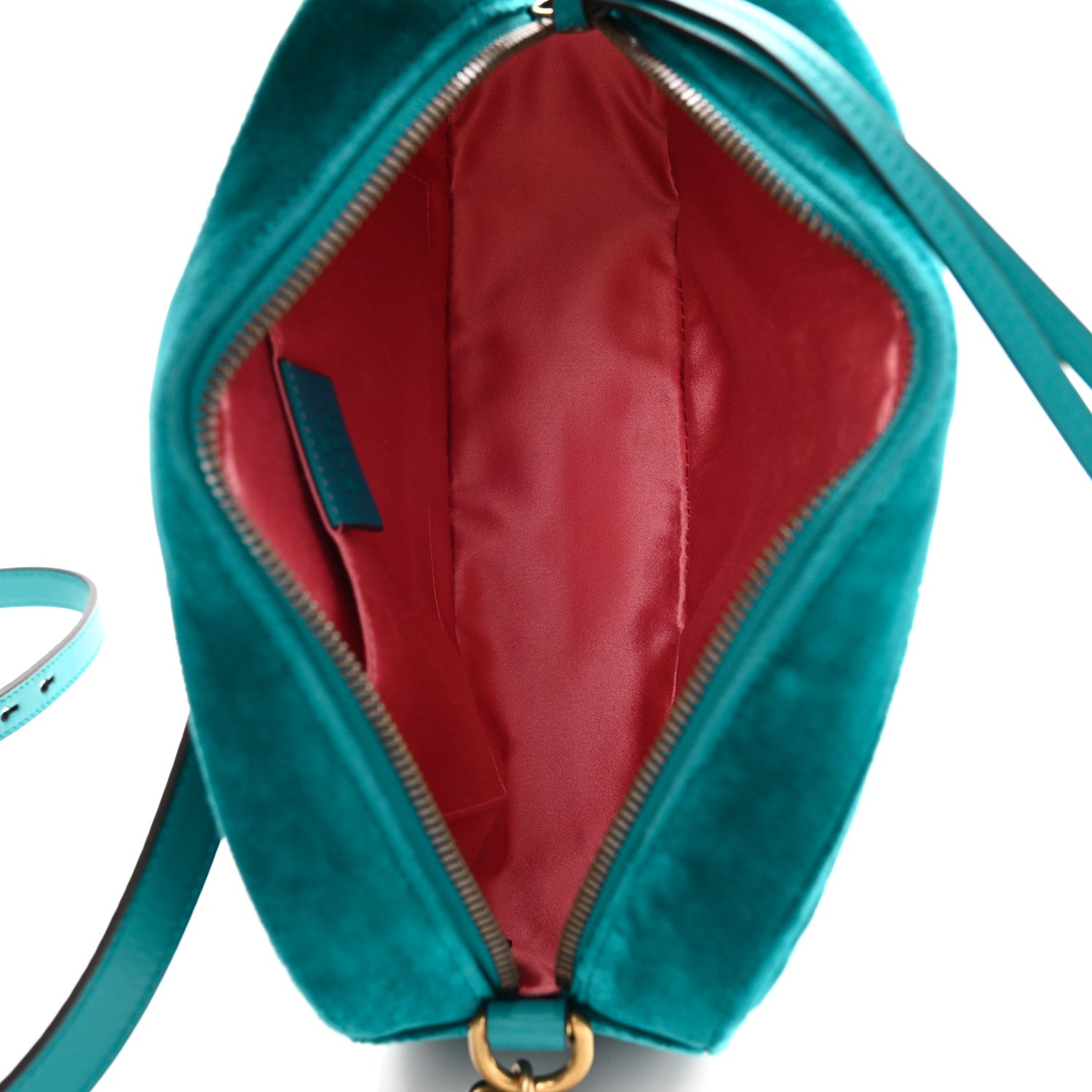 Gucci Velvet Matelasse Small GG Marmont Chain Shoulder Bag Pavone Cyan 5 of 10