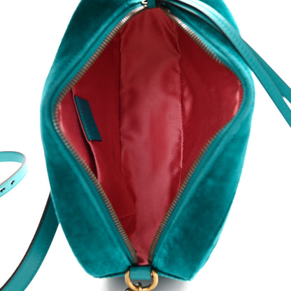Gucci Velvet Matelasse Small GG Marmont Chain Shoulder Bag Pavone Cyan 5 of 10