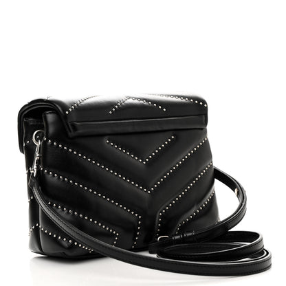 Saint Laurent Calfskin Y Quilted Studded Monogram Toy Loulou Crossbody Bag Black 3 of 10