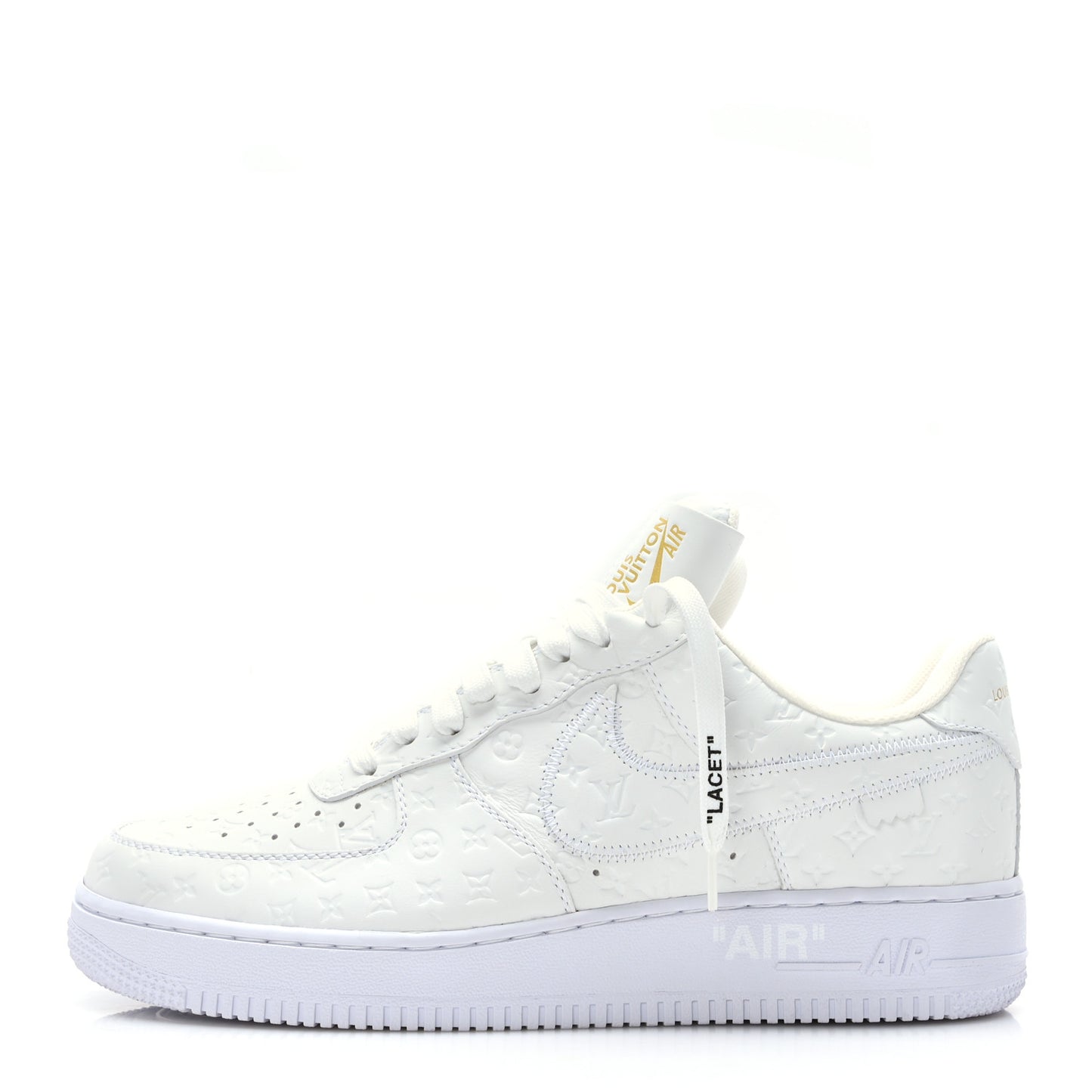 X NIKE AIR FORCE 1 Calfskin Monogram Mens Low Top Sneakers 8.5 White