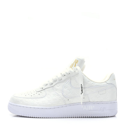 Louis Vuitton X NIKE AIR FORCE 1 Calfskin Monogram Mens Low Top Sneakers 8.5 White 1 of 9