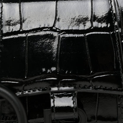 Balenciaga Shiny Calfskin Monochrome Crocodile Embossed Hourglass Chain Cardholder Black 7 of 12