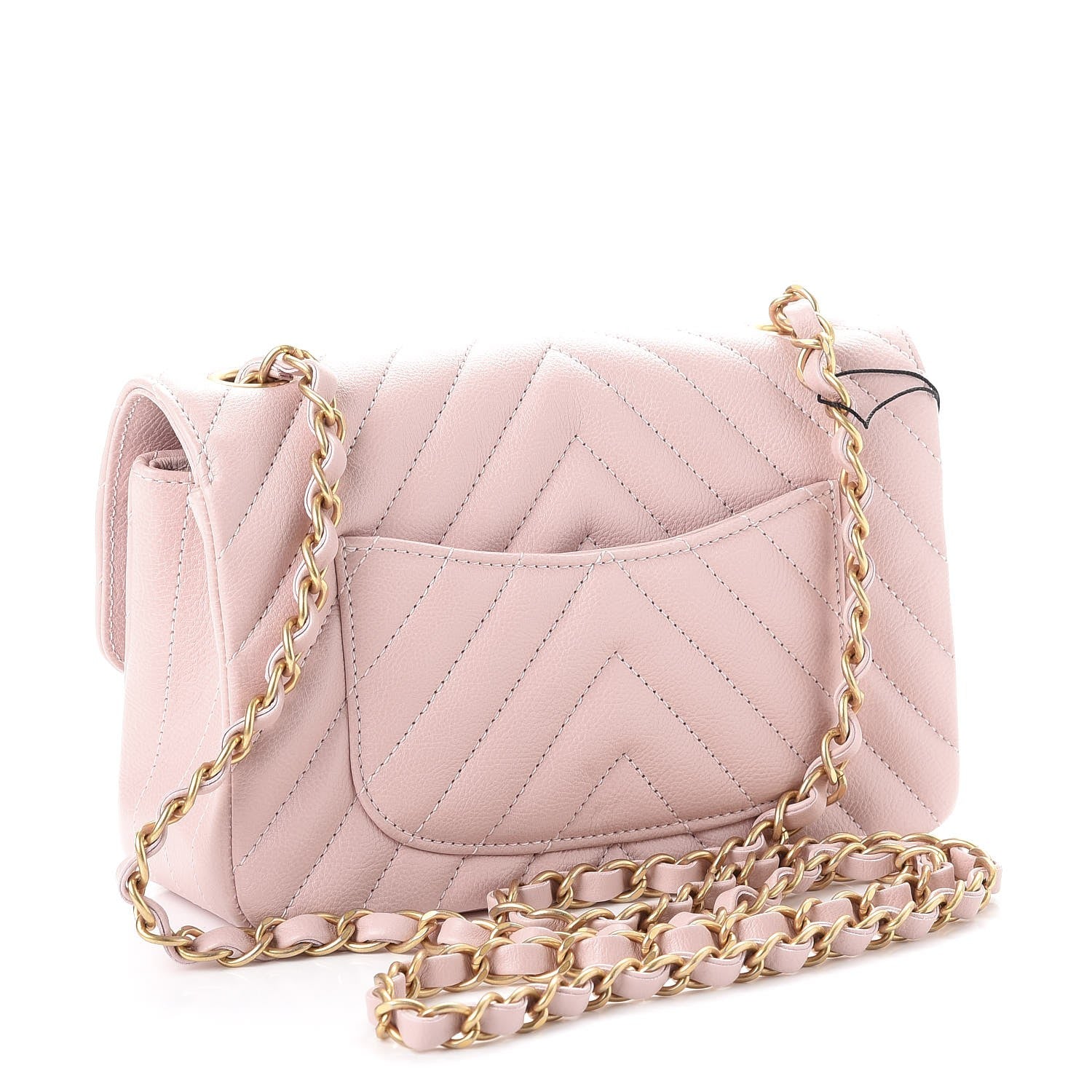 Chanel Calfskin Chevron Quilted Mini Rectangular Flap Light Pink 3 of 8