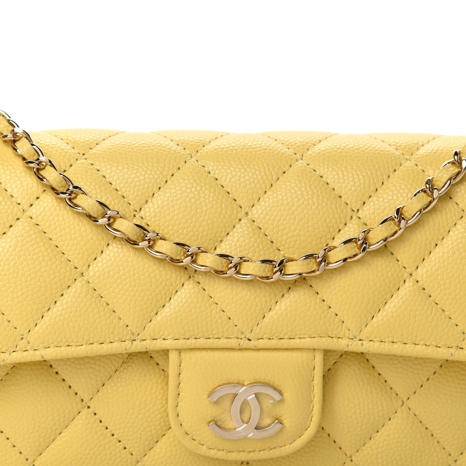 Chanel Caviar Quilted Glasses Case With Chain Yellow 11 of 11