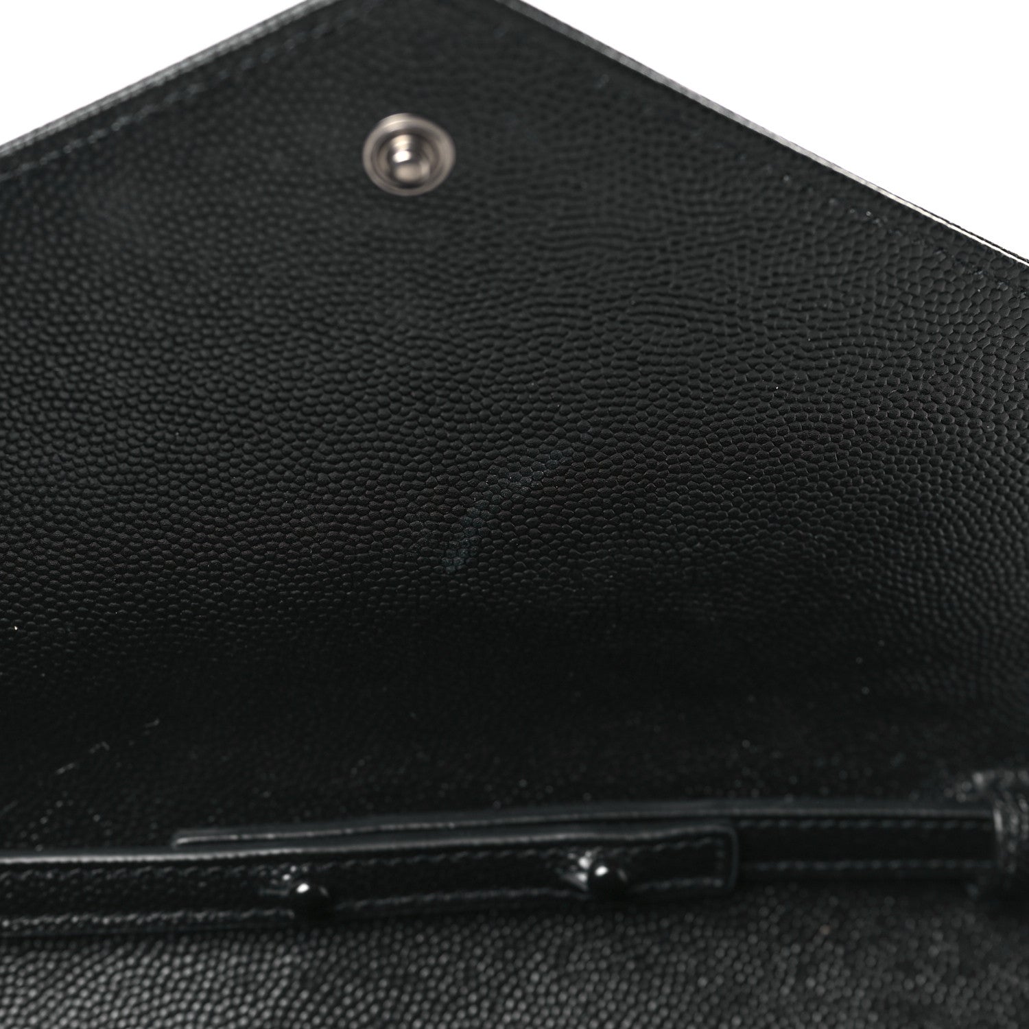Saint Laurent Grain De Poudre Matelasse Chevron Monogram Monochrome Chain Wallet Black 9 of 9