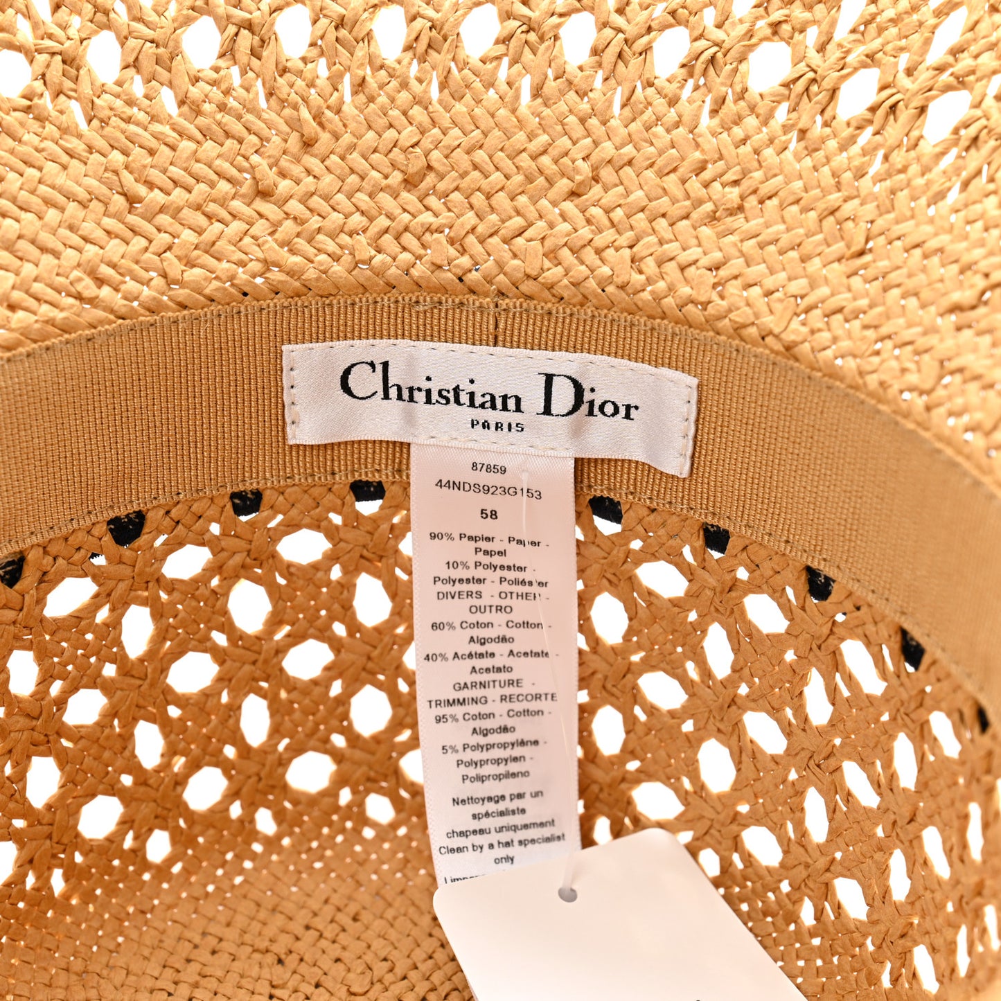 Straw Embroidered Bob Naughtily Large Brim Hat 58 Blue Multicolor