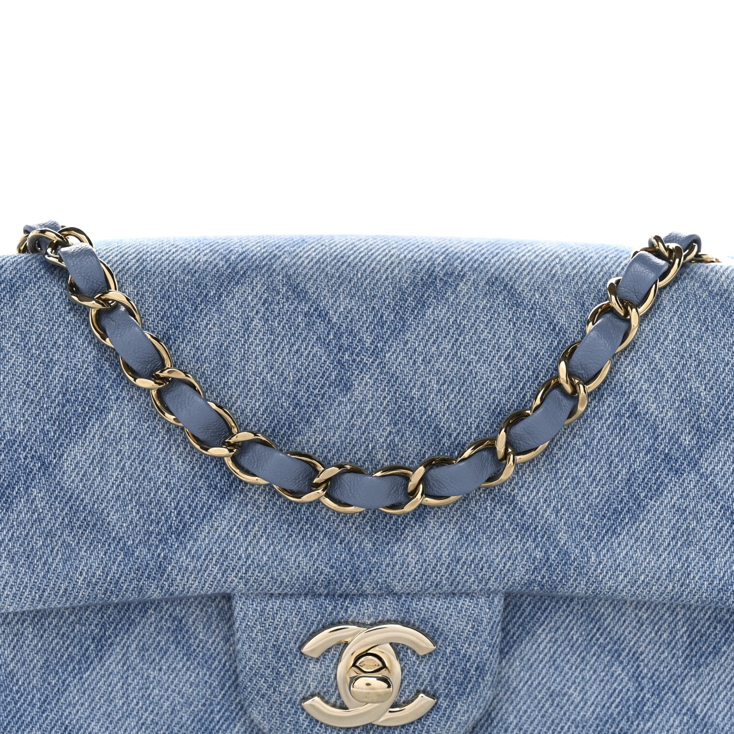 Chanel Printed Denim Quilted Mini Rectangular Flap Light Blue 8 of 11
