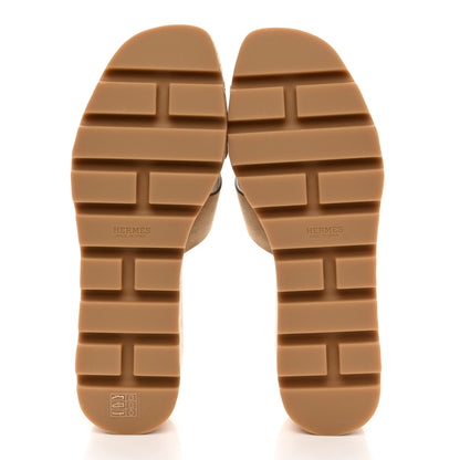 Hermes Suede Goatskin Cork Eze 30 Sandals 38 Beige Argile 5 of 9