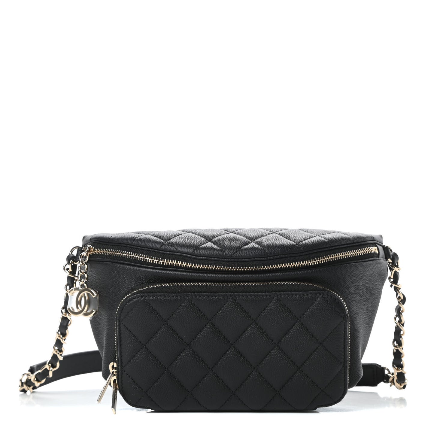 Caviar Quilted Business Affinity Waist Belt Bag Black