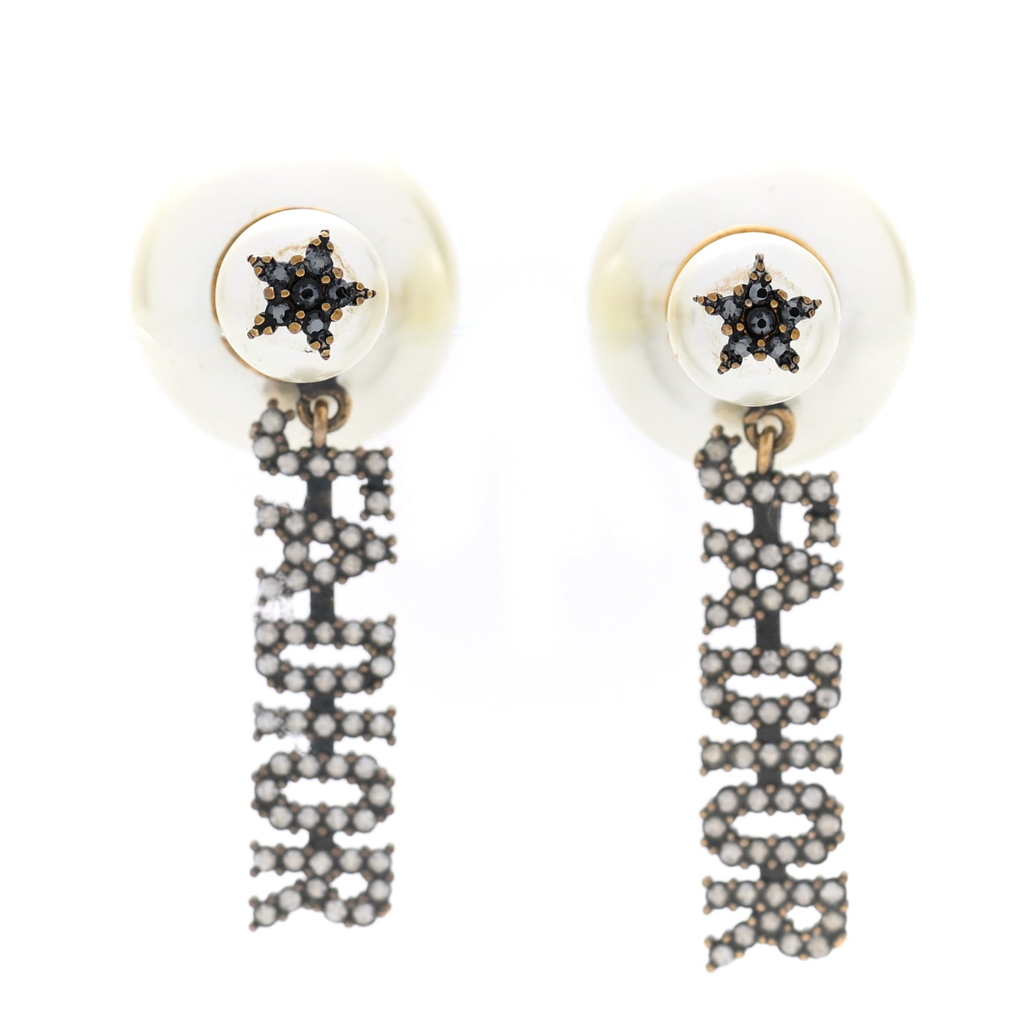 Pearl Crystal J'Adior Tribal Earrings Gold