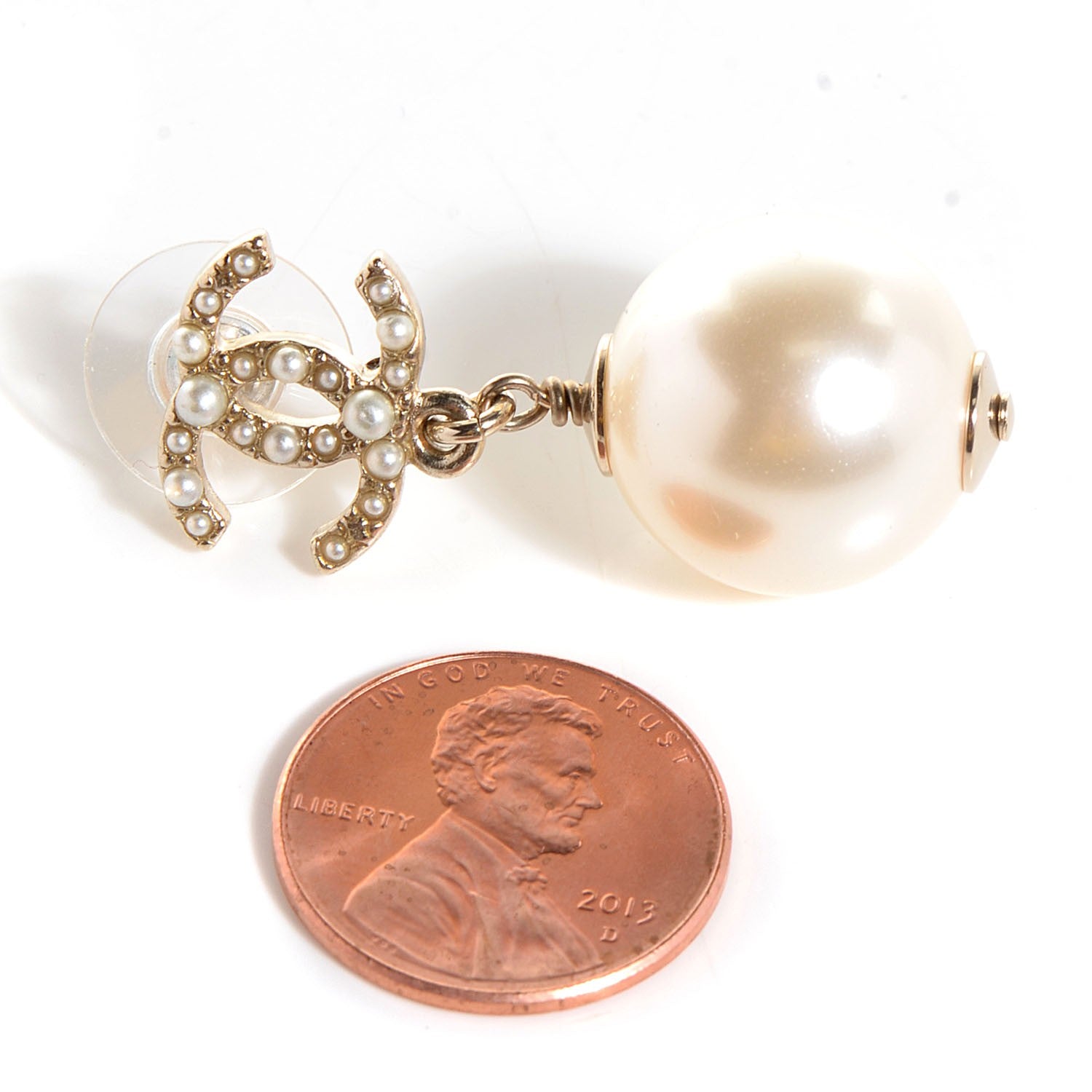 Chanel Pearl CC Drop Earrings Gold 2 of 5