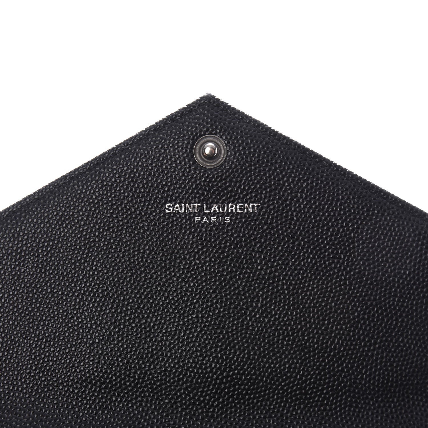 Saint Laurent Grain De Poudre Matelasse Chevron Monogram Envelope Chain Wallet Black 6 of 10