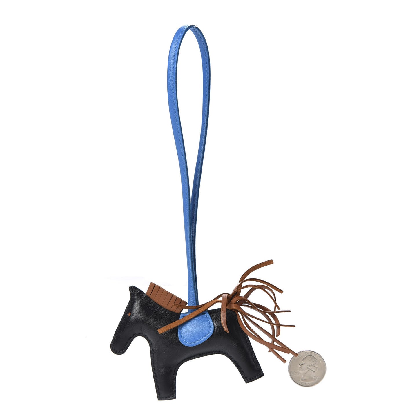 Milo Lambskin Grigri Rodeo Horse Bag Charm PM Black Bleu Saphir Gold