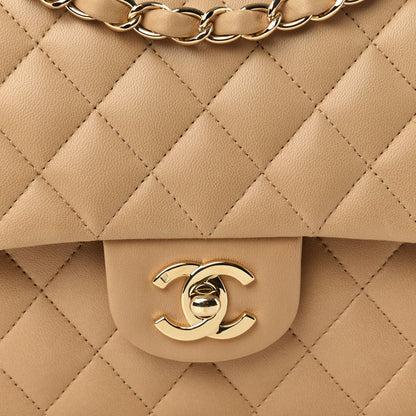 Chanel Lambskin Quilted Medium Double Flap Beige 8 of 9