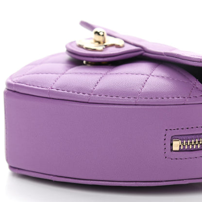 Chanel Lambskin Quilted CC In Love Heart Clutch With Chain Purple 10 of 11