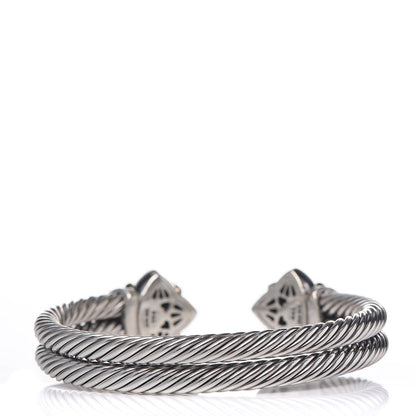 David Yurman Sterling Silver 18K Yellow Gold Black Onyx Ruby 10mm Quatrefoil Cable Bracelet 3 of 5