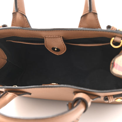 Burberry Grainy Calfskin House Check Small Banner Tote Tan 5 of 11
