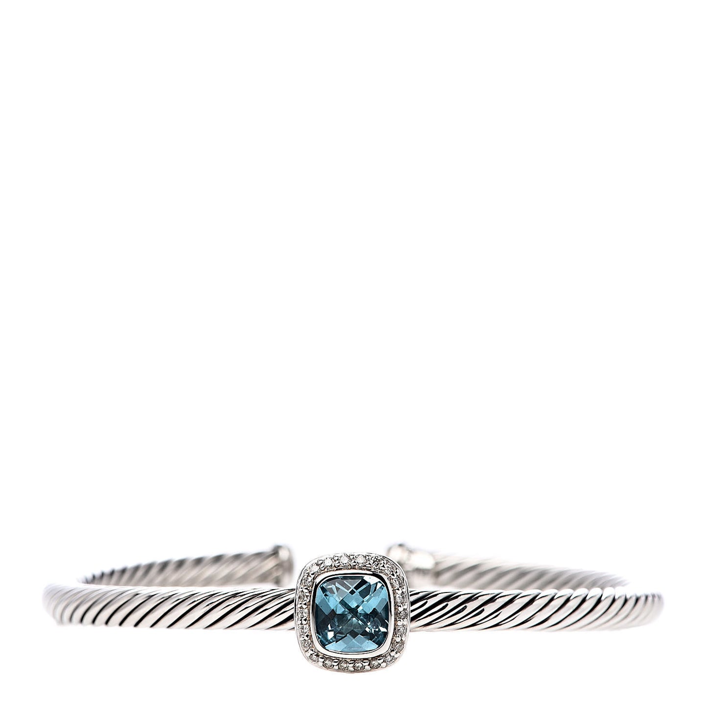 Sterling Silver Diamond Blue Topaz 4mm Noblesse Cable Bracelet