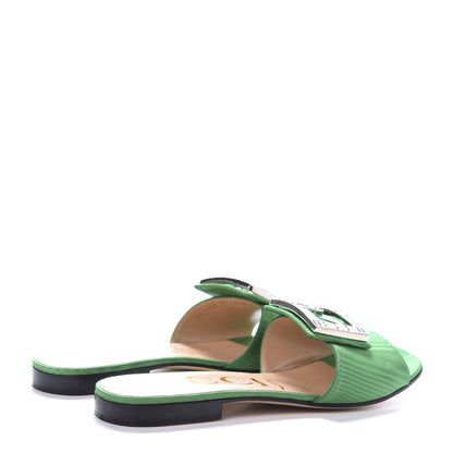 Gucci Moire Fabric Crystal Square G Madelyn Slide Sandals 37.5 New Shamarock 4 of 9