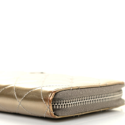 Chanel Striated Patent Zip Around Wallet Gold 10 of 22