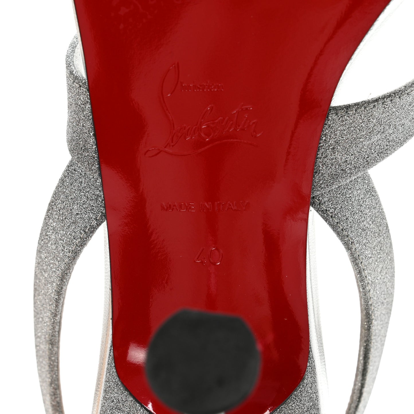 Glitter Calfskin Taralita 85 Thong Sandals 40 Silver