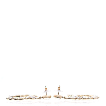 Chanel Pearl Crystal Nefertiti CC Drop Earrings Gold 3 of 4