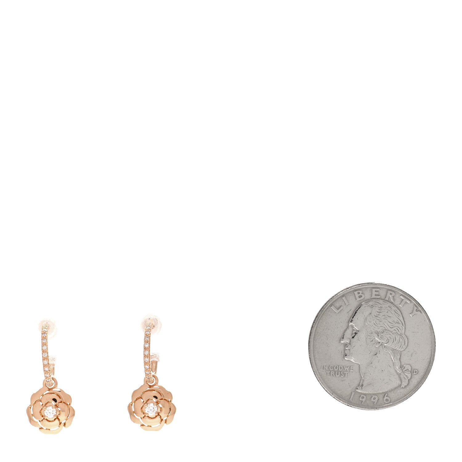 Chanel 18K Rose Gold Diamond Extrait de Camelia Drop Earrings 2 of 5