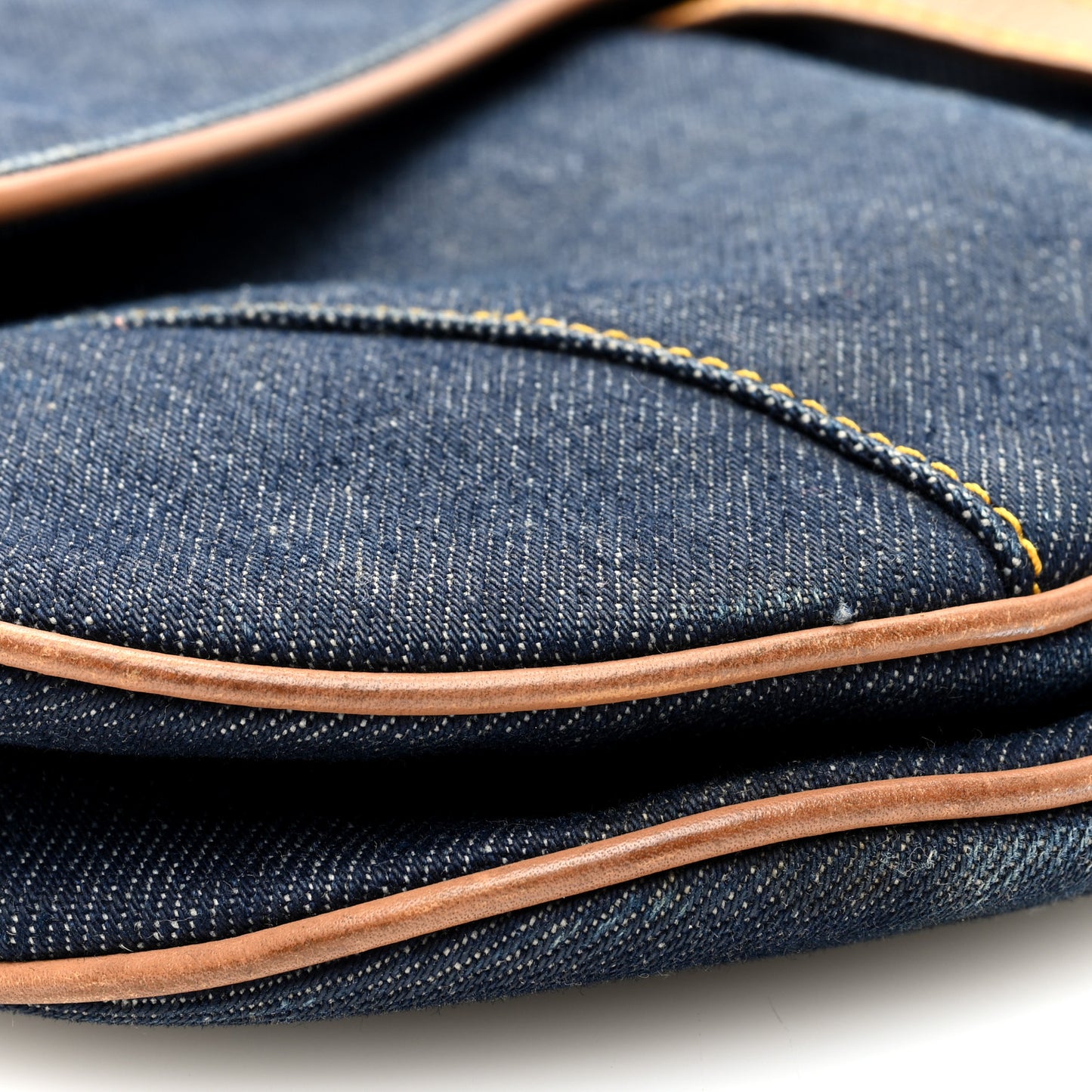 Denim Calfskin Saddle Bag Blue