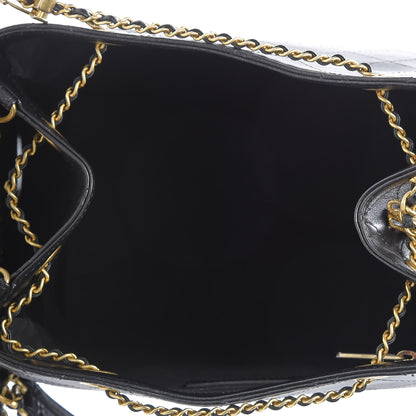 Chanel Calfskin Stitched Egyptian Amulet Drawstring Bag Black 5 of 9