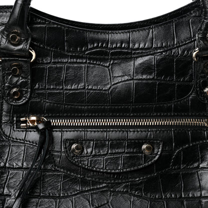 Balenciaga Calfskin Crocodile Embossed Classic Hardware City Black 10 of 10