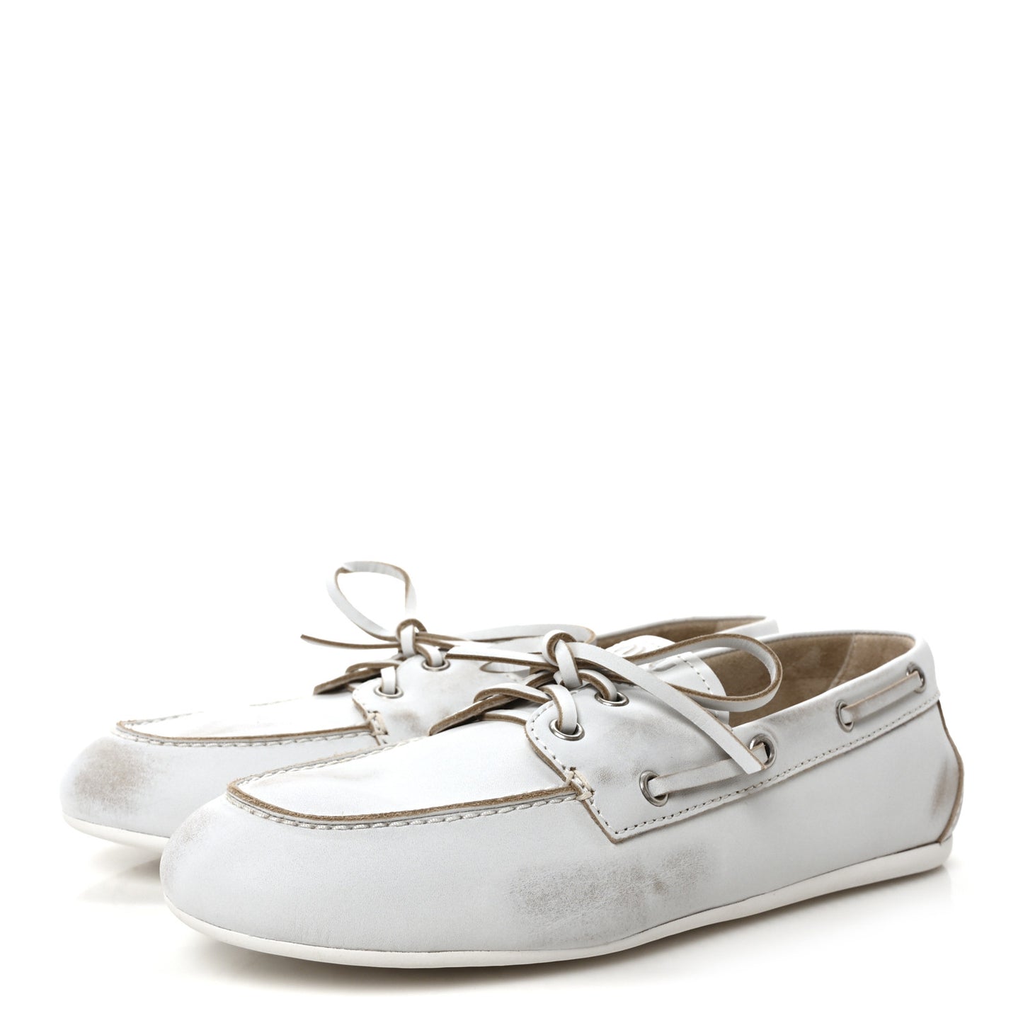 Vitello Deco Boat Loafers 39.5 White