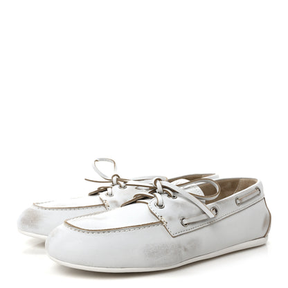 Miu Miu Vitello Deco Boat Loafers 39.5 White 4 of 9