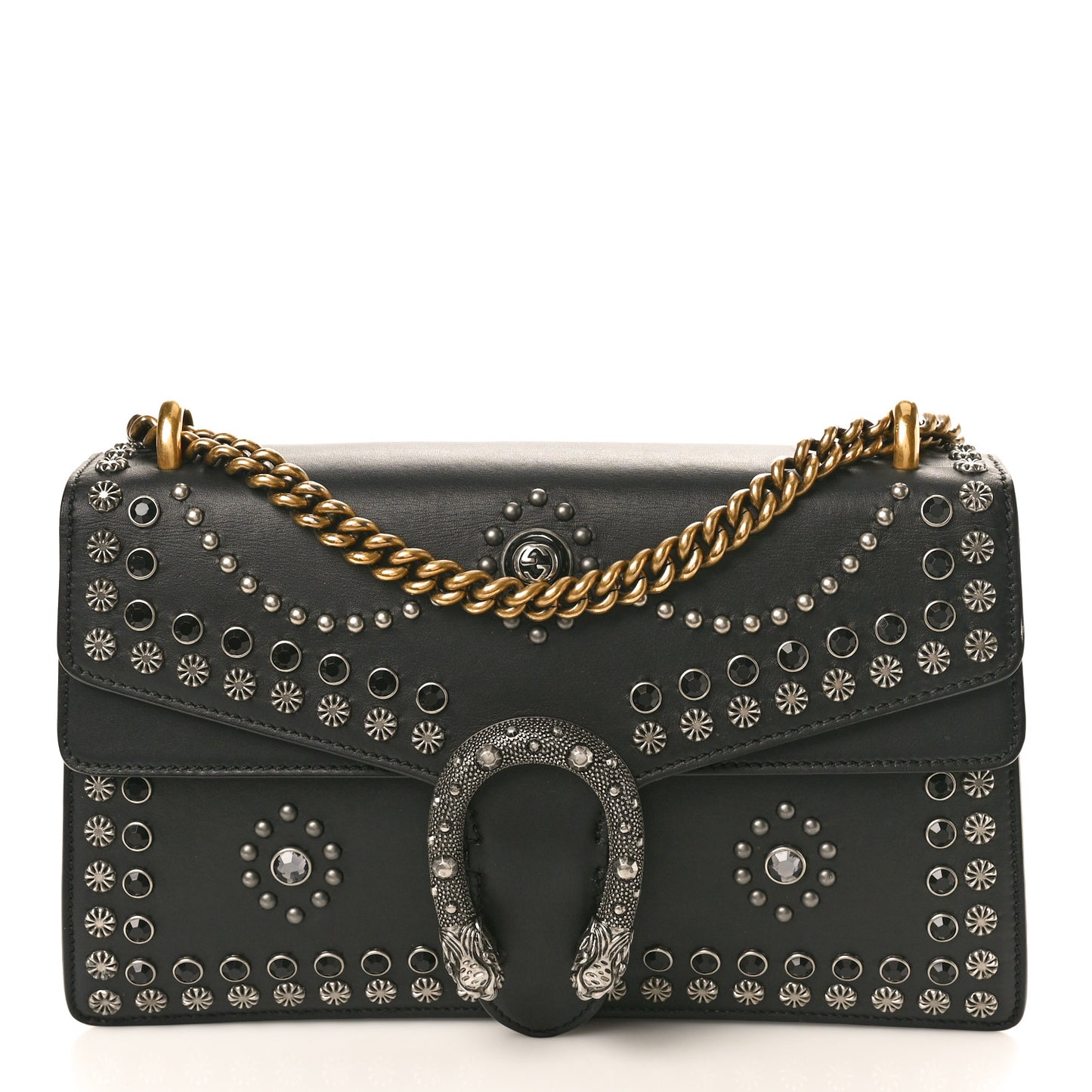 Calfskin Studded Small Dionysus Shoulder Bag Black