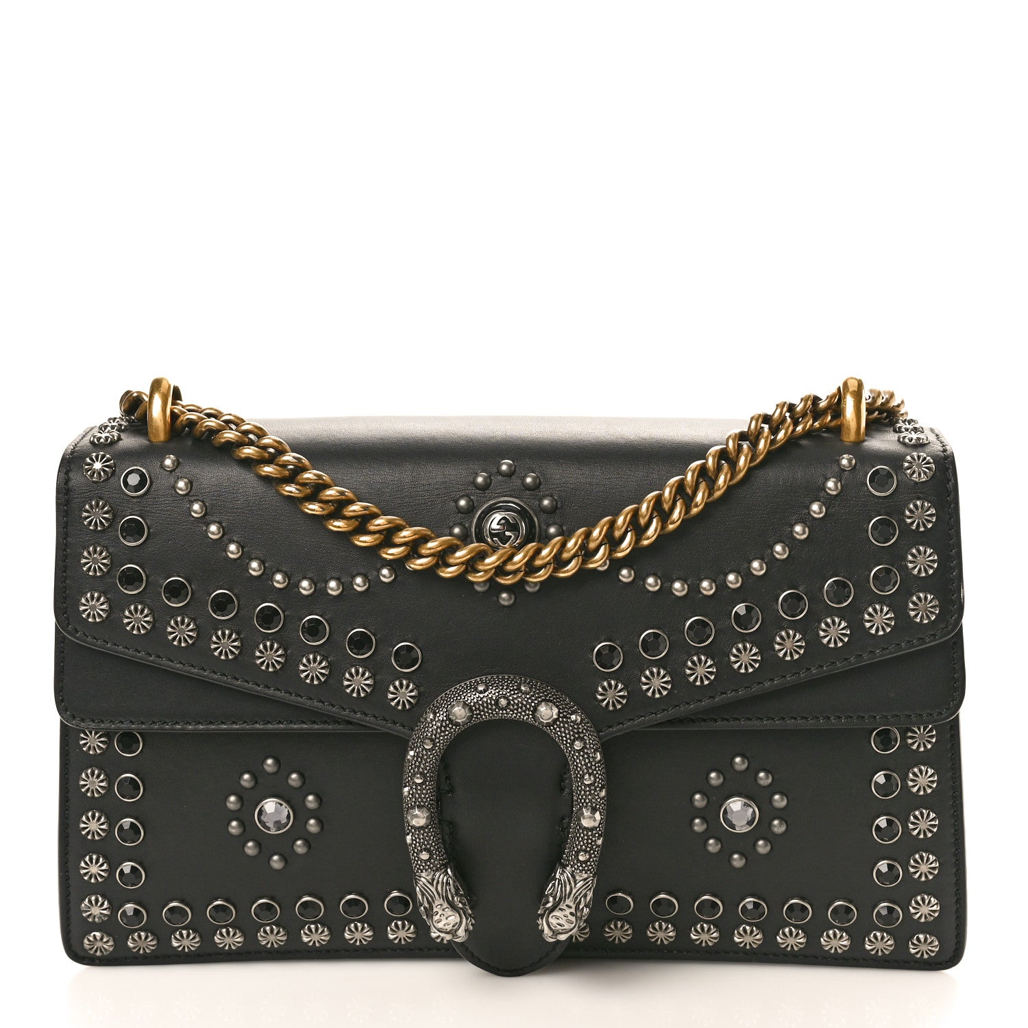 Gucci Calfskin Studded Small Dionysus Shoulder Bag Black 1 of 10