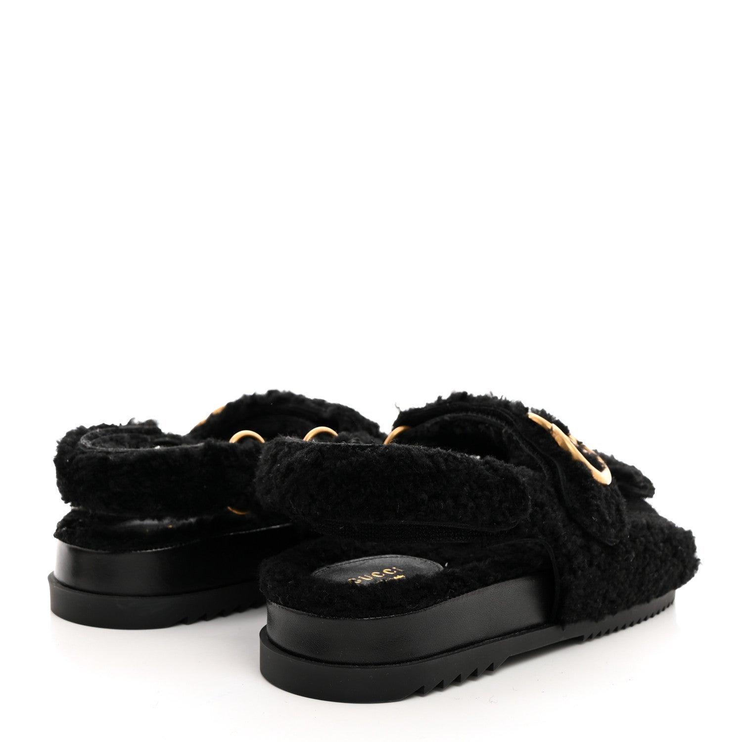 Gucci Merino Wool Interlocking G Dad Sandals 37 Black 4 of 9