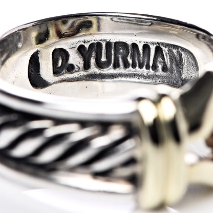 David Yurman Sterling Silver 14K Yellow Gold Cable Hook Band Ring 51 5.75 4 of 6