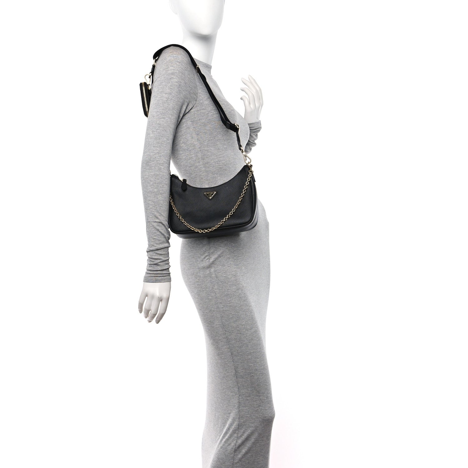 Prada Saffiano Lux Re-Edition 2005 Shoulder Bag Black 2 of 9