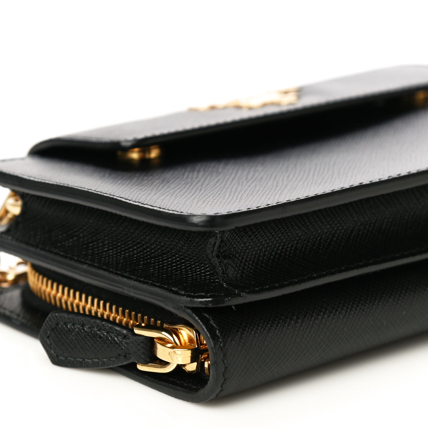 Prada Saffiano Chain Wallet Black 8 of 9