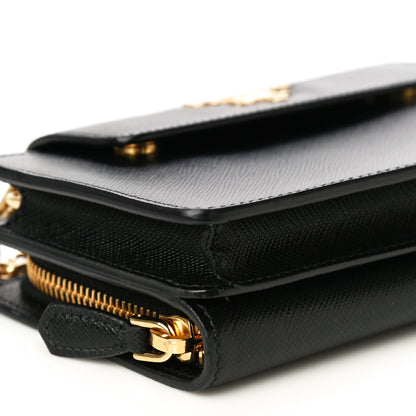 Prada Saffiano Chain Wallet Black 8 of 9