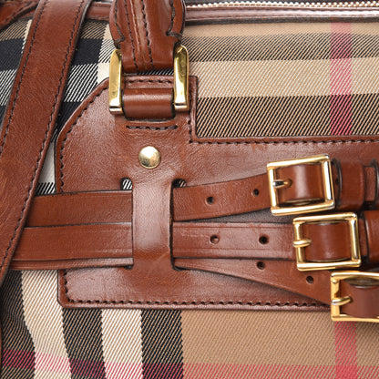 Burberry House Check Bridle Calfskin Medium Alchester Bowling Bag Dark Tan 18 of 19