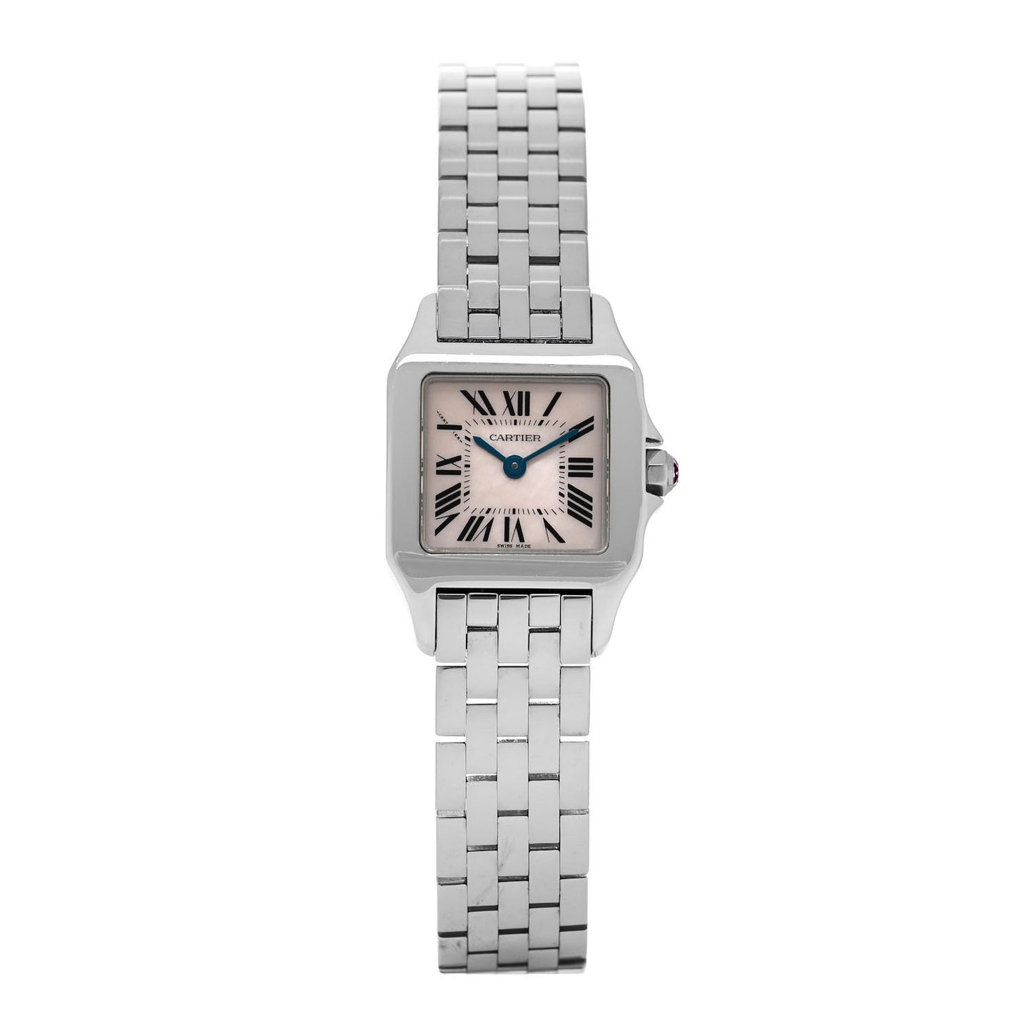 Stainless Steel Pink Mother of Pearl 20mm Santos Demoiselle Quartz Watch
