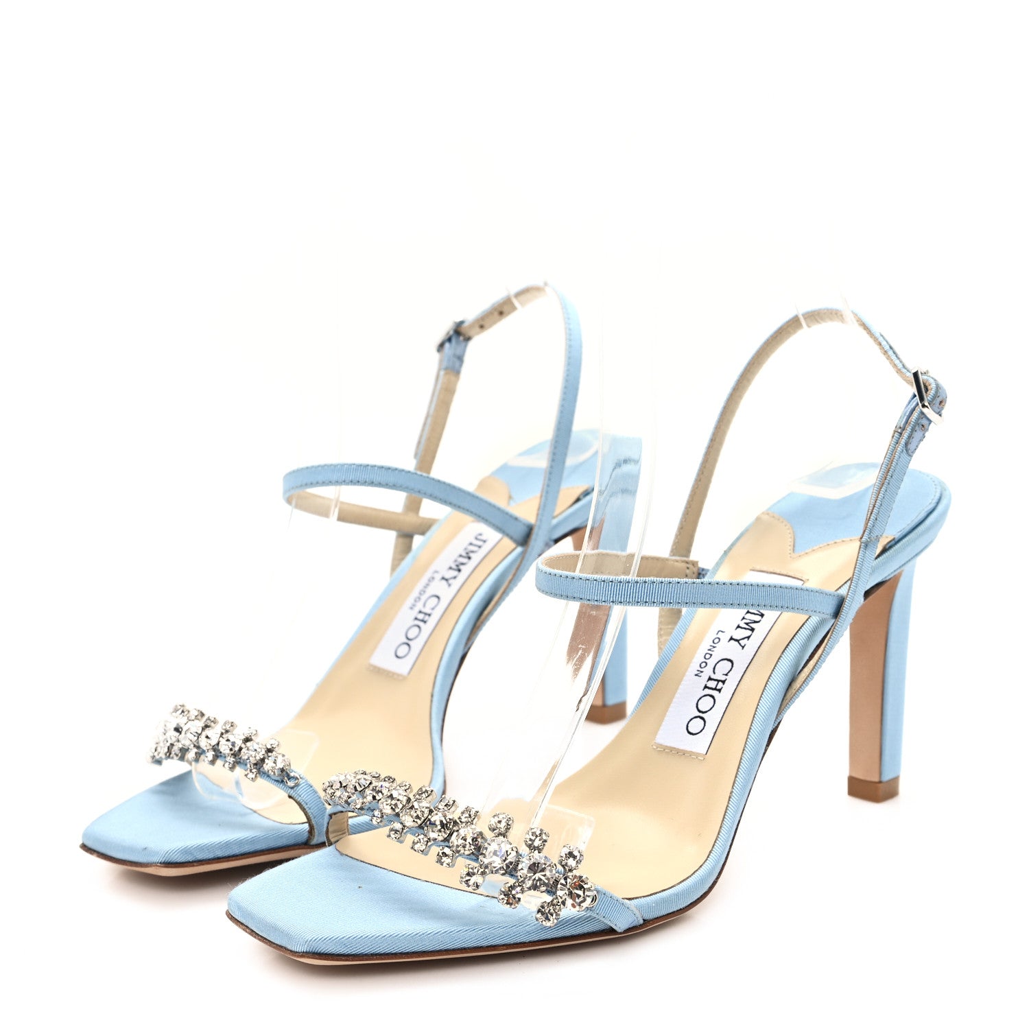 Jimmy Choo Satin Meira 85 Pumps 36 Dove Blue 4 of 8