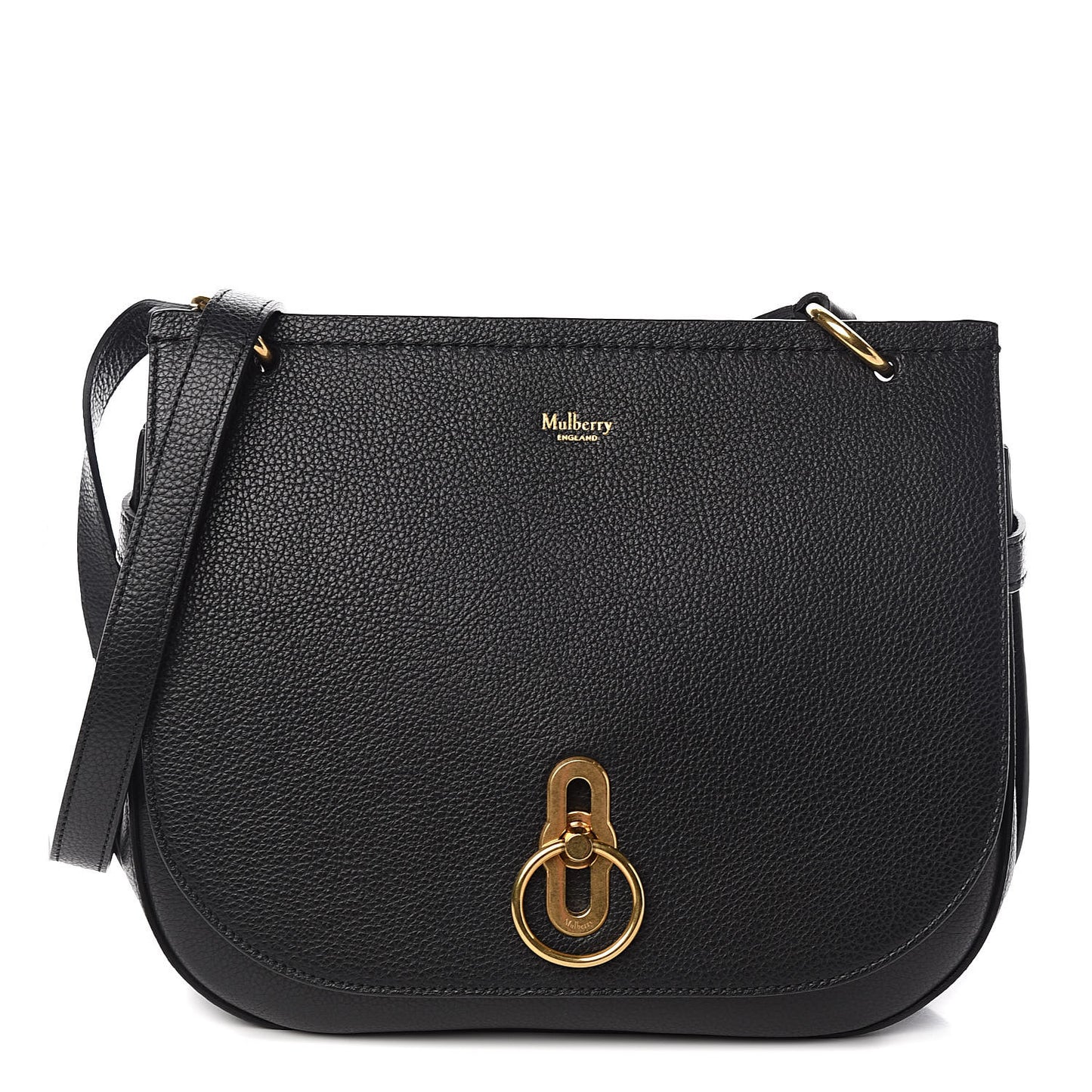 Small Classic Grain Calfskin Amberley Satchel Black