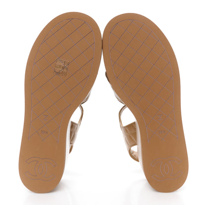 Chanel Lambskin Quilted CC Platform Sandals 39.5 Beige 6 of 10