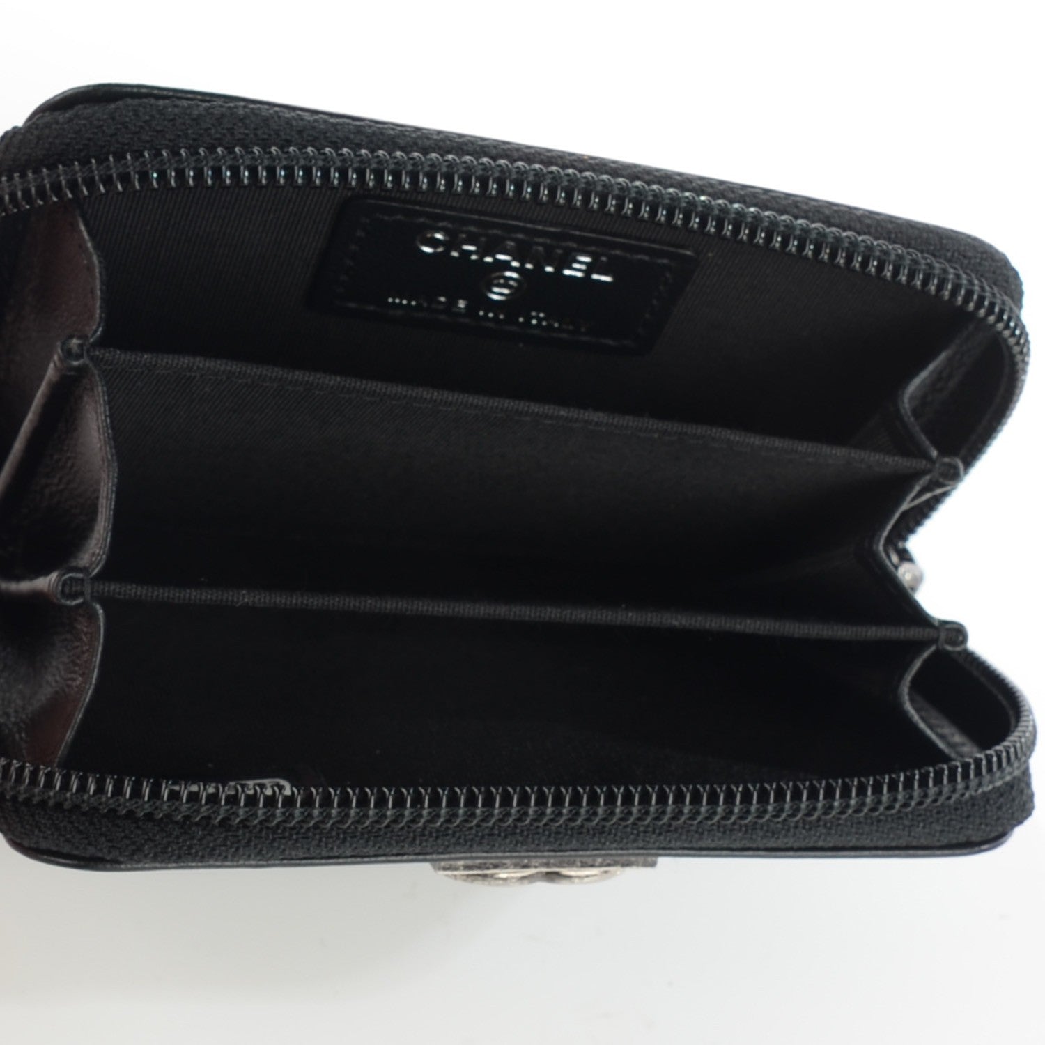 Chanel Lambskin Quilted Zip Around Boy Coin Purse Wallet Black 5 of 7