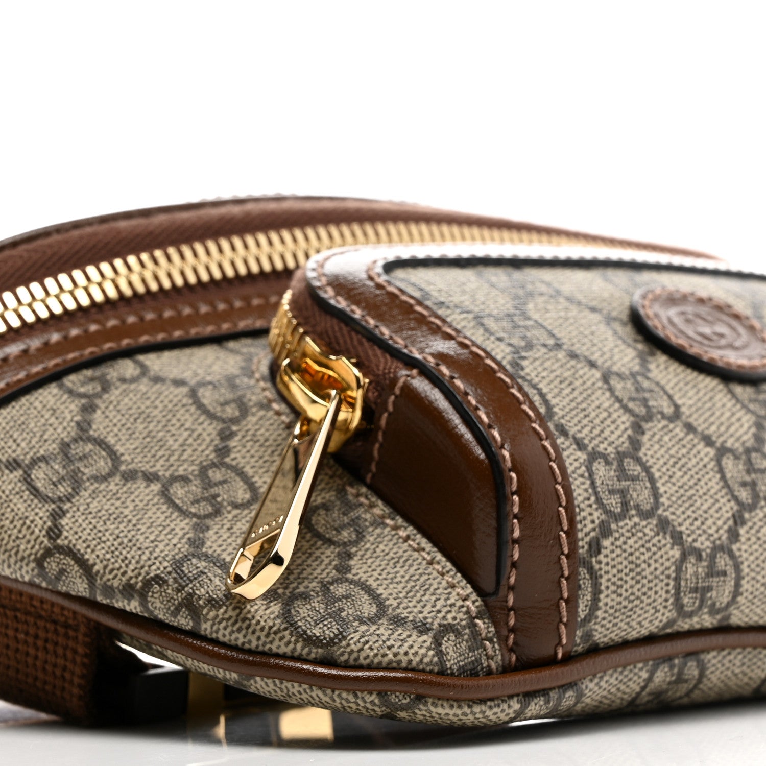 Gucci GG Supreme Monogram Textured Calfskin Retro Interlocking G Belt Bag Beige Ebony Brown Sugar 9 of 10