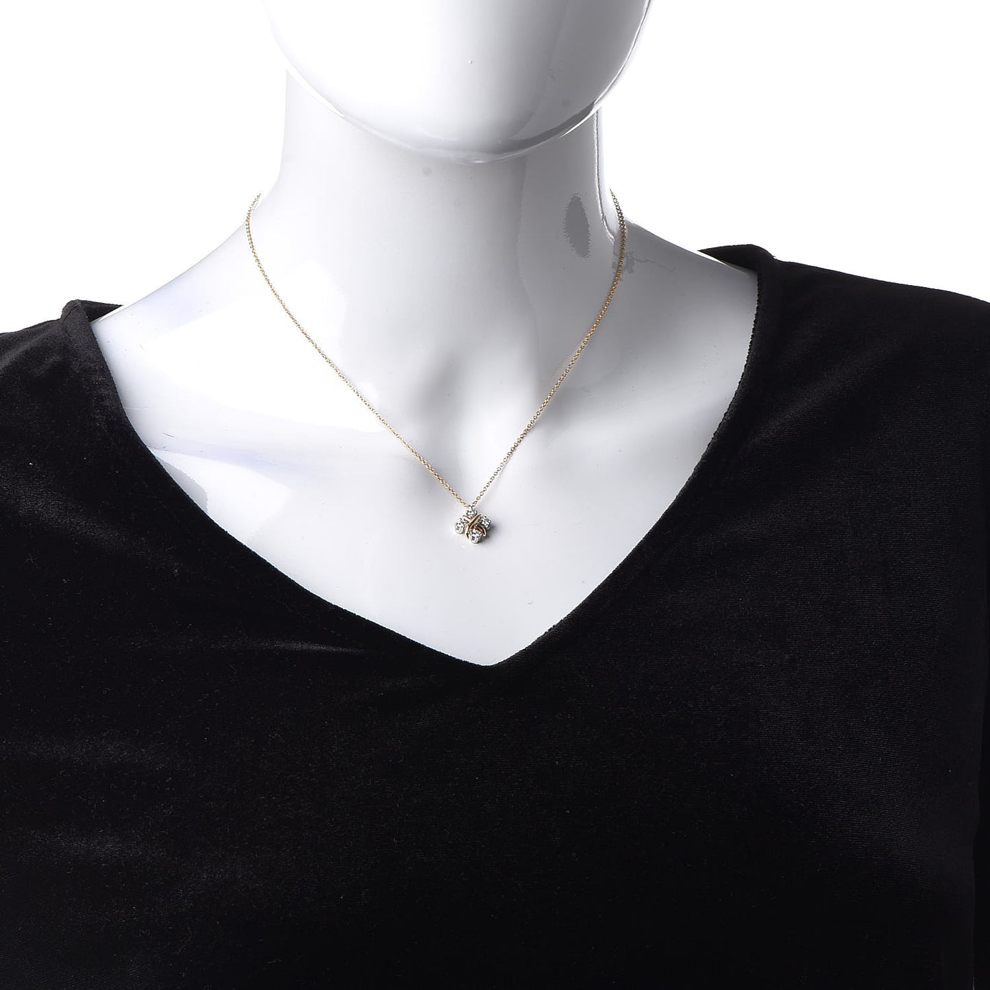 Platinum 18K Yellow Gold Diamond Schlumberger Lynn Pendant Necklace