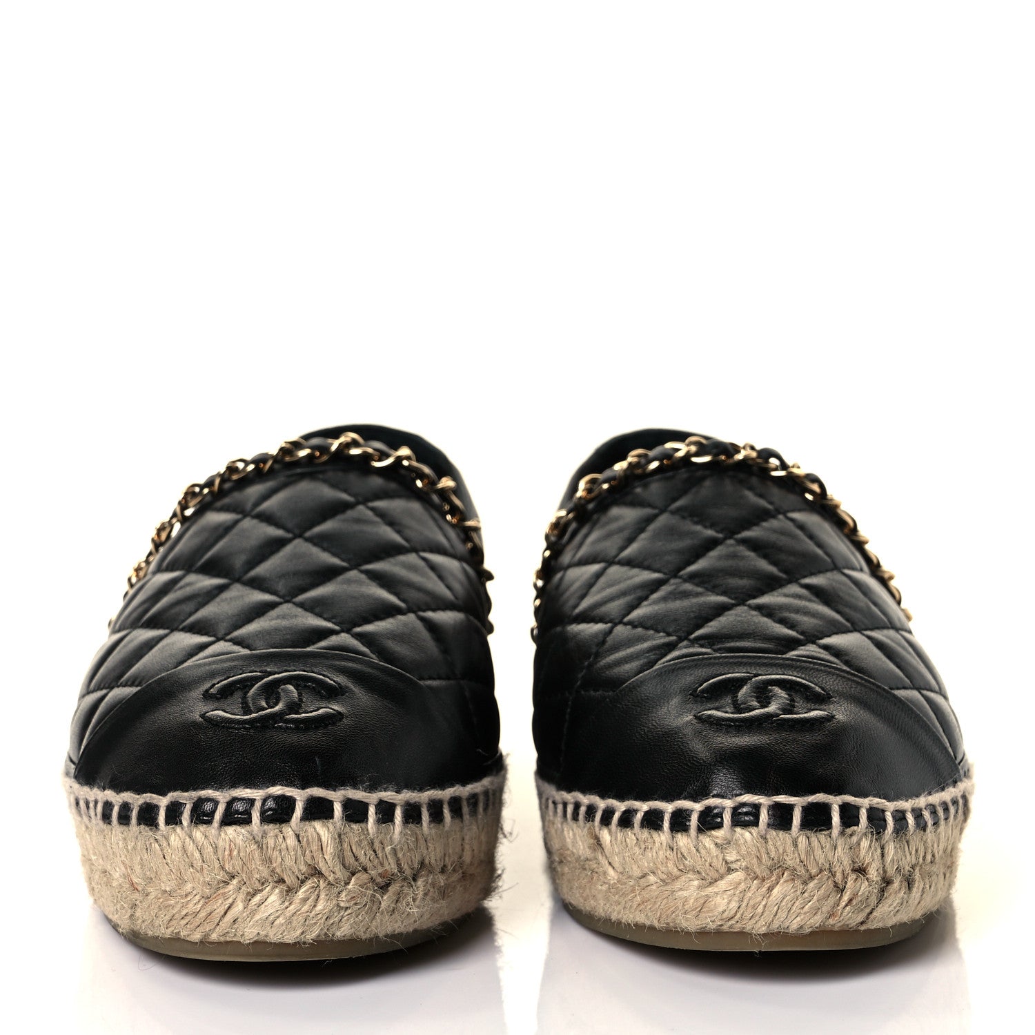 Chanel Lambskin Quilted CC Chain Espadrilles 39 Black 2 of 10